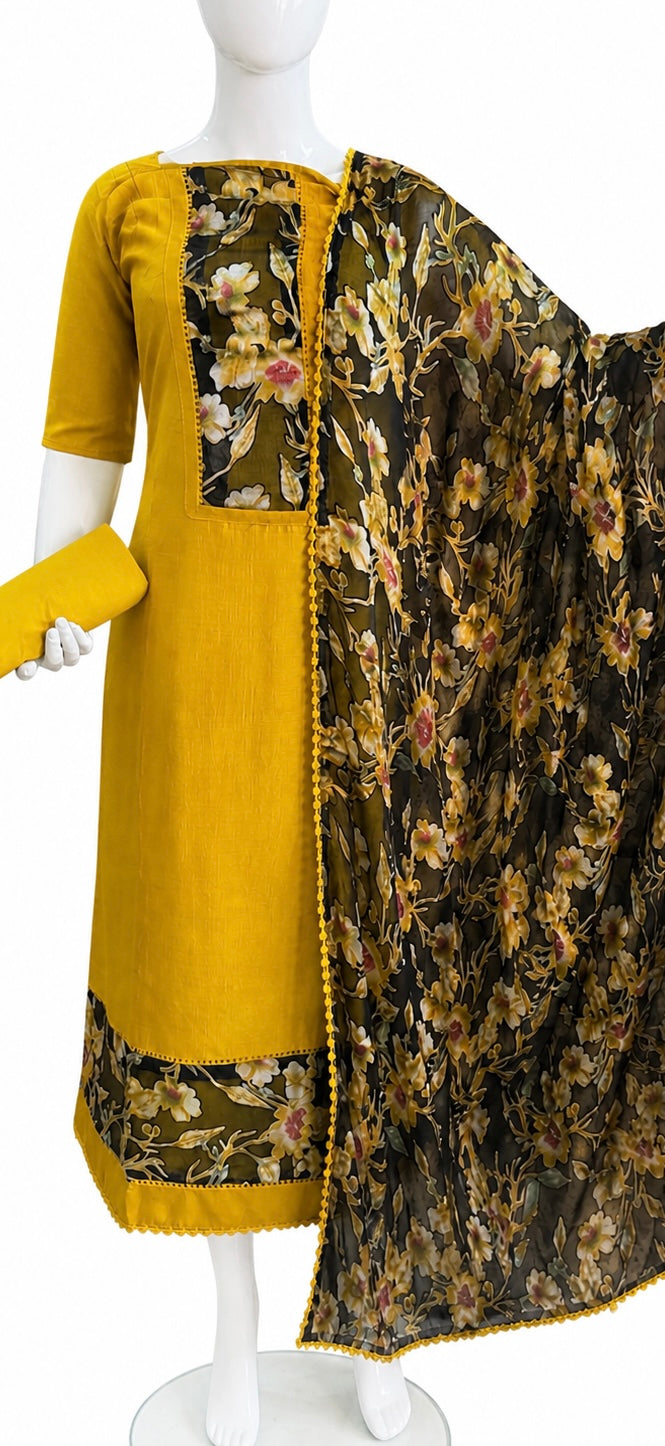 Silk Chanderi Unstitched Salwar Suit