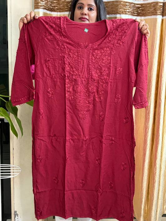 Cotton Rayon Long Slitted Tops