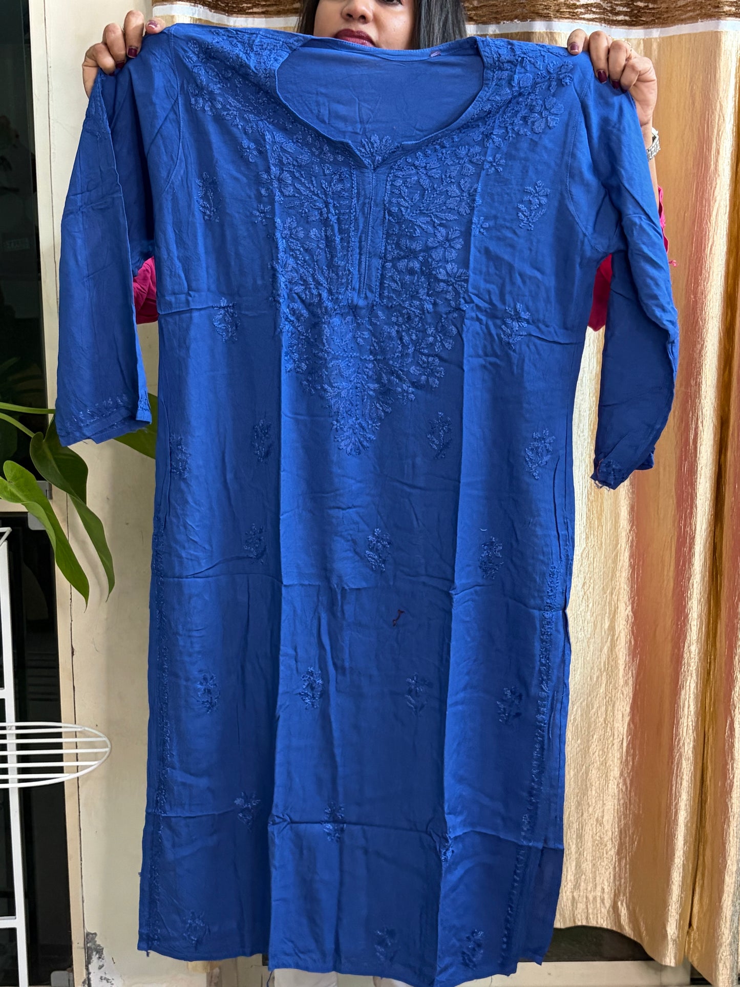 Cotton Rayon Long Slitted Tops