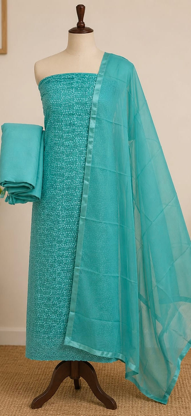 Faux Georgette fully embroidered Unstitched Salwar suit