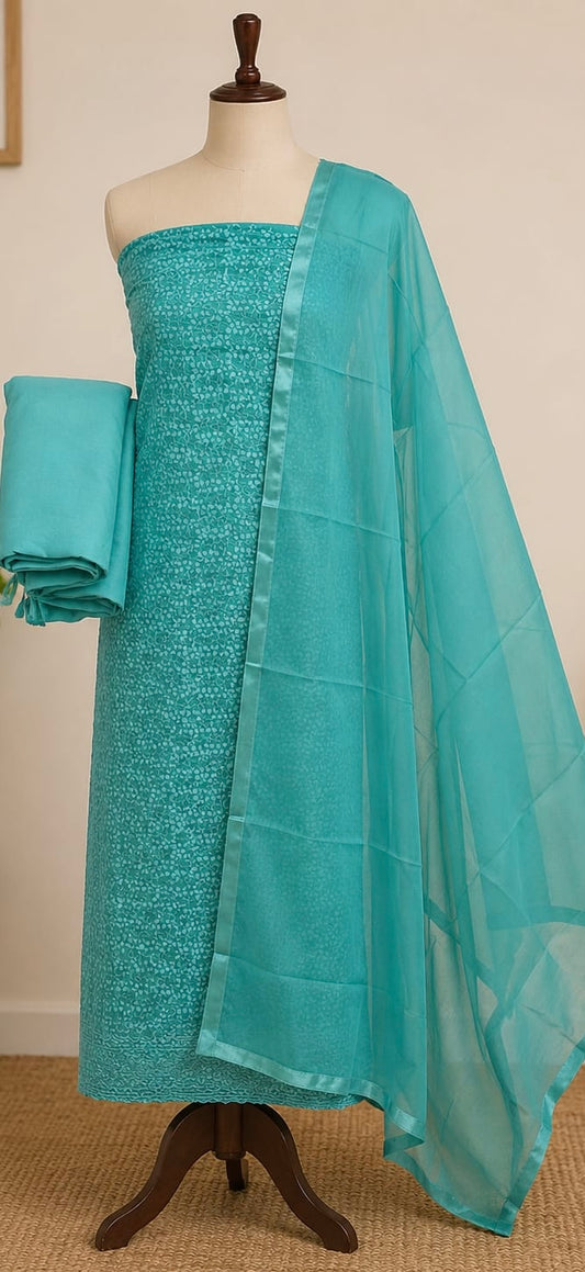 Faux Georgette fully embroidered Unstitched Salwar suit