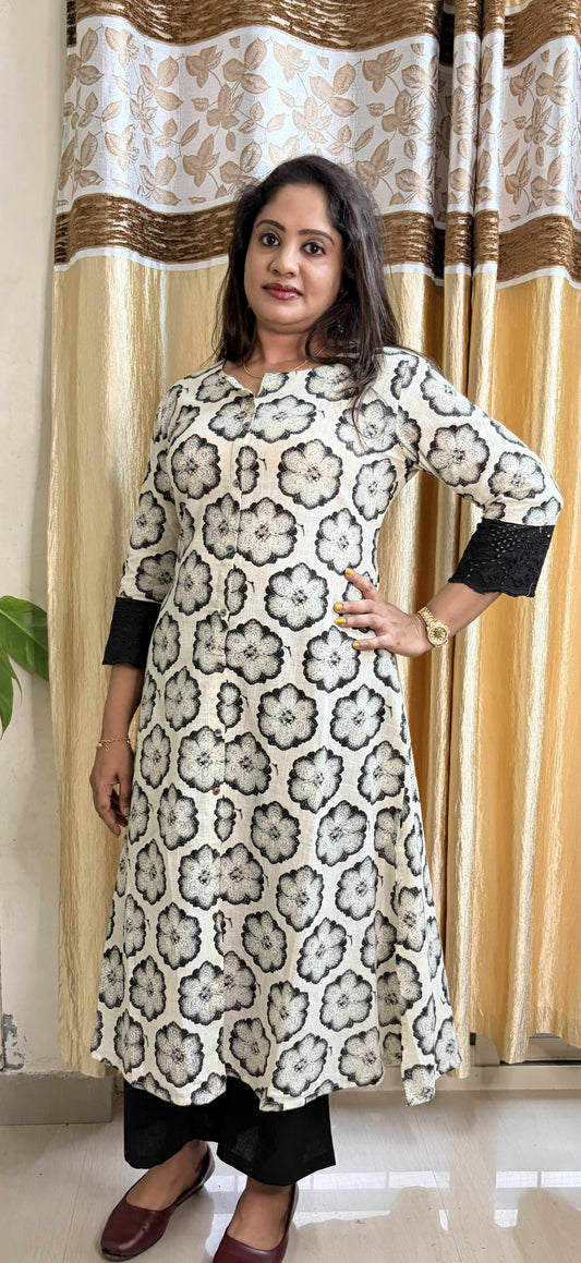 Linen Slitted A-line Top and Bottom